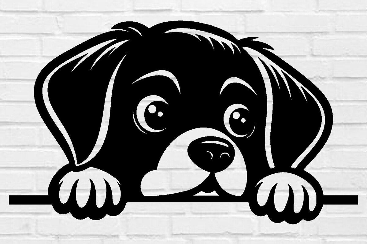 Intra απο ξύλο plywood 3mm-4mm πάχος – Αρχείο αποκοπής Laser Peeking Dog Δίασταση  20x20 cm INTRAFABR-97403485