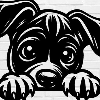 Intra απο ξύλο plywood 3mm-4mm πάχος – Peeking Dog Laser DXF, PNG Δίασταση 20x20 cm INTRAFABR-97403680 - Image 1