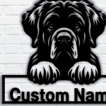 Intra απο ξύλο plywood 3mm-4mm πάχος – Πινακίδα με μεταλλικό όνομα Peeking Dog, Teelaunch Δίασταση 20x20 cm INTRAFABR-94820508 - Image 1