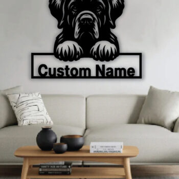 Intra απο ξύλο plywood 3mm-4mm πάχος – Πινακίδα με μεταλλικό όνομα Peeking Dog, Teelaunch Δίασταση 20x20 cm INTRAFABR-94820508 - Image 3