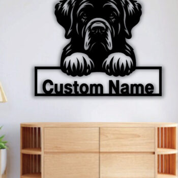 Intra απο ξύλο plywood 3mm-4mm πάχος – Πινακίδα με μεταλλικό όνομα Peeking Dog, Teelaunch Δίασταση 20x20 cm INTRAFABR-94820508 - Image 4