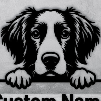 Intra απο ξύλο plywood 3mm-4mm πάχος – Πινακίδα με μεταλλικό όνομα Peeking Dog, Teelaunch Δίασταση 20x20 cm INTRAFABR-94820710 - Image 2