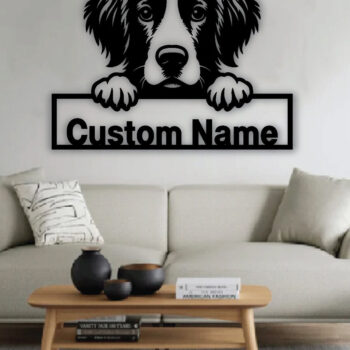 Intra απο ξύλο plywood 3mm-4mm πάχος – Πινακίδα με μεταλλικό όνομα Peeking Dog, Teelaunch Δίασταση 20x20 cm INTRAFABR-94820710 - Image 3