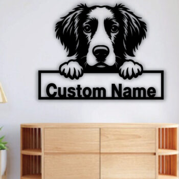 Intra απο ξύλο plywood 3mm-4mm πάχος – Πινακίδα με μεταλλικό όνομα Peeking Dog, Teelaunch Δίασταση 20x20 cm INTRAFABR-94820710 - Image 4