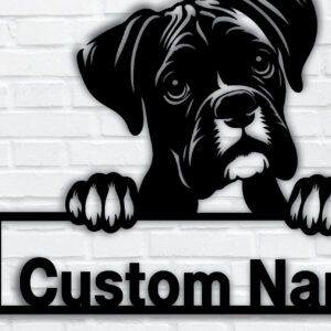 Intra απο ξύλο plywood 3mm-4mm πάχος – Πινακίδα με μεταλλικό όνομα Peeking Dog, Teelaunch Δίασταση 20x20 cm INTRAFABR-94820869