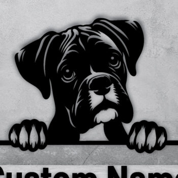 Intra απο ξύλο plywood 3mm-4mm πάχος – Πινακίδα με μεταλλικό όνομα Peeking Dog, Teelaunch Δίασταση 20x20 cm INTRAFABR-94820869 - Image 2