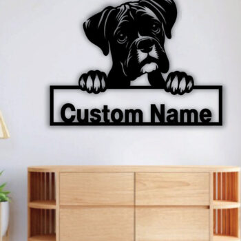 Intra απο ξύλο plywood 3mm-4mm πάχος – Πινακίδα με μεταλλικό όνομα Peeking Dog, Teelaunch Δίασταση 20x20 cm INTRAFABR-94820869 - Image 4