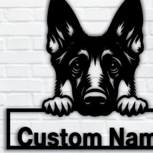 Intra απο ξύλο plywood 3mm-4mm πάχος – Πινακίδα με μεταλλικό όνομα Peeking Dog, Teelaunch Δίασταση 20x20 cm INTRAFABR-95098723