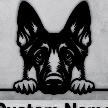 Intra απο ξύλο plywood 3mm-4mm πάχος – Πινακίδα με μεταλλικό όνομα Peeking Dog, Teelaunch Δίασταση 20x20 cm INTRAFABR-95098723 - Image 2