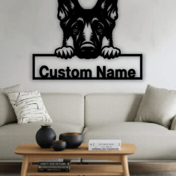 Intra απο ξύλο plywood 3mm-4mm πάχος – Πινακίδα με μεταλλικό όνομα Peeking Dog, Teelaunch Δίασταση 20x20 cm INTRAFABR-95098723 - Image 3