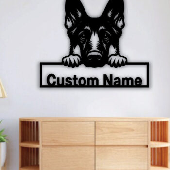 Intra απο ξύλο plywood 3mm-4mm πάχος – Πινακίδα με μεταλλικό όνομα Peeking Dog, Teelaunch Δίασταση 20x20 cm INTRAFABR-95098723 - Image 4