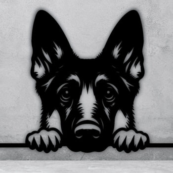 Intra απο ξύλο plywood 3mm-4mm πάχος – Πινακίδα με μεταλλικό όνομα Peeking Dog, Teelaunch Δίασταση 20x20 cm INTRAFABR-95098723 - Image 5