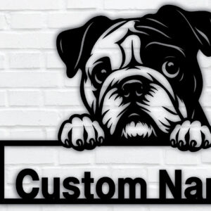 Intra απο ξύλο plywood 3mm-4mm πάχος – Πινακίδα με μεταλλικό όνομα Peeking Dog, Teelaunch Δίασταση 20x20 cm INTRAFABR-95099011