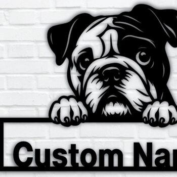 Intra απο ξύλο plywood 3mm-4mm πάχος – Πινακίδα με μεταλλικό όνομα Peeking Dog, Teelaunch Δίασταση 20x20 cm INTRAFABR-95099011 - Image 1