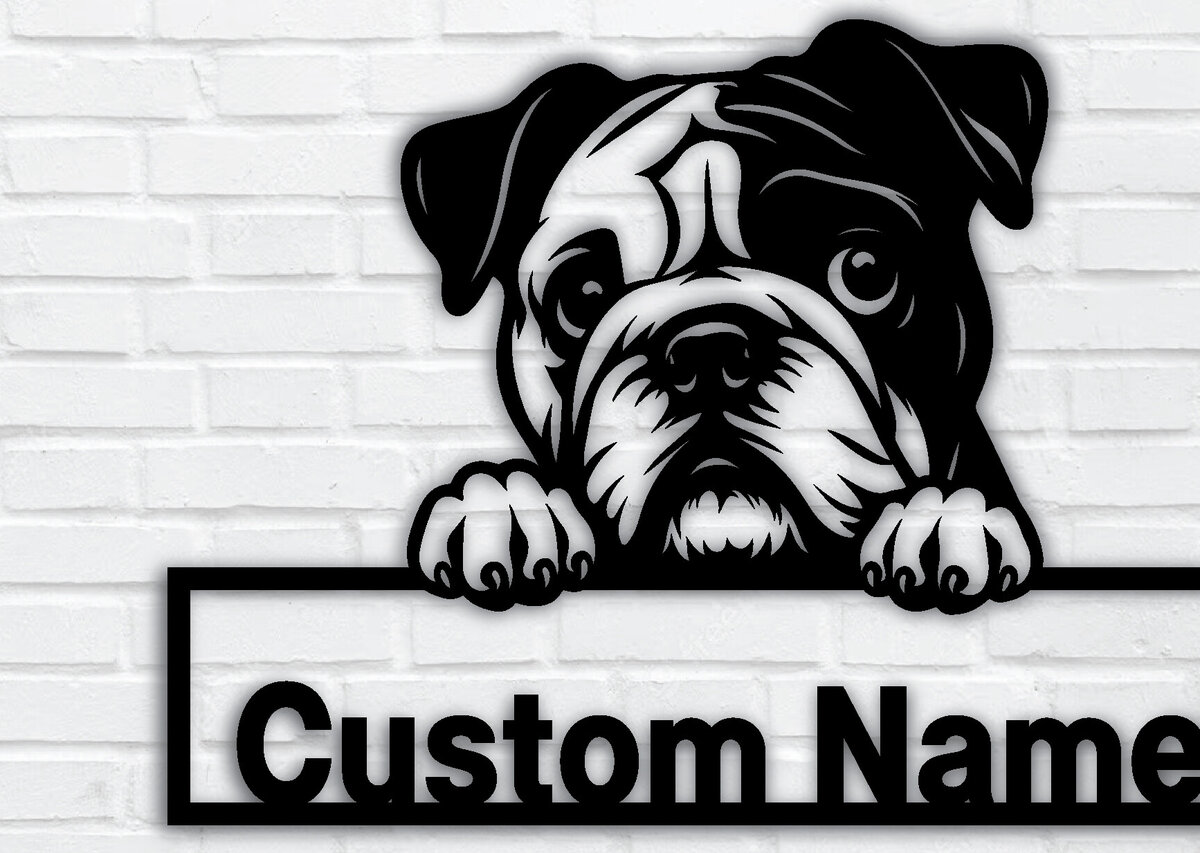 Intra απο ξύλο plywood 3mm-4mm πάχος – Πινακίδα με μεταλλικό όνομα Peeking Dog, Teelaunch Δίασταση  20x20 cm INTRAFABR-95099011