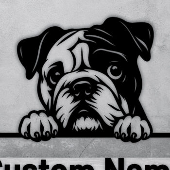 Intra απο ξύλο plywood 3mm-4mm πάχος – Πινακίδα με μεταλλικό όνομα Peeking Dog, Teelaunch Δίασταση 20x20 cm INTRAFABR-95099011 - Image 2