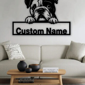 Intra απο ξύλο plywood 3mm-4mm πάχος – Πινακίδα με μεταλλικό όνομα Peeking Dog, Teelaunch Δίασταση 20x20 cm INTRAFABR-95099011 - Image 3