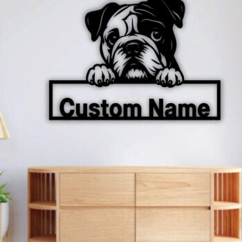 Intra απο ξύλο plywood 3mm-4mm πάχος – Πινακίδα με μεταλλικό όνομα Peeking Dog, Teelaunch Δίασταση 20x20 cm INTRAFABR-95099011 - Image 4