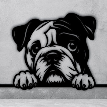 Intra απο ξύλο plywood 3mm-4mm πάχος – Πινακίδα με μεταλλικό όνομα Peeking Dog, Teelaunch Δίασταση 20x20 cm INTRAFABR-95099011 - Image 5