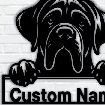 Intra απο ξύλο plywood 3mm-4mm πάχος – Πινακίδα με μεταλλικό όνομα Peeking Dog, Teelaunch Δίασταση 20x20 cm INTRAFABR-94819983 - Image 1