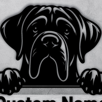 Intra απο ξύλο plywood 3mm-4mm πάχος – Πινακίδα με μεταλλικό όνομα Peeking Dog, Teelaunch Δίασταση 20x20 cm INTRAFABR-94819983 - Image 2