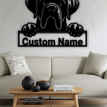 Intra απο ξύλο plywood 3mm-4mm πάχος – Πινακίδα με μεταλλικό όνομα Peeking Dog, Teelaunch Δίασταση 20x20 cm INTRAFABR-94819983 - Image 3