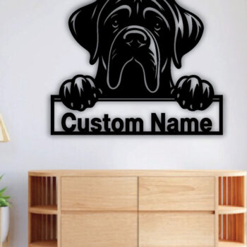 Intra απο ξύλο plywood 3mm-4mm πάχος – Πινακίδα με μεταλλικό όνομα Peeking Dog, Teelaunch Δίασταση 20x20 cm INTRAFABR-94819983 - Image 4