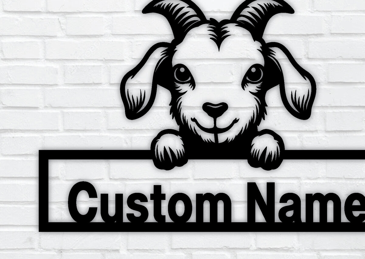 Intra απο ξύλο plywood 3mm-4mm πάχος – Κοπή λέιζερ με πινακίδα προσαρμοσμένης ονομασίας Peeking Goats Δίασταση  20x20 cm INTRAFABR-96480538