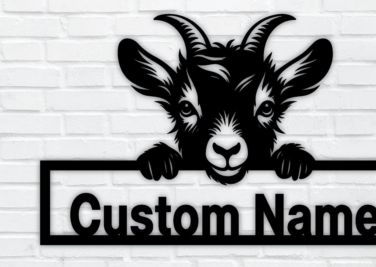 Intra απο ξύλο plywood 3mm-4mm πάχος – Κοπή λέιζερ με πινακίδα προσαρμοσμένης ονομασίας Peeking Goats Δίασταση  20x20 cm INTRAFABR-96480662