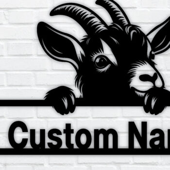 Intra απο ξύλο plywood 3mm-4mm πάχος – Κοπή λέιζερ με πινακίδα προσαρμοσμένης ονομασίας Peeking Goats Δίασταση 20x20 cm INTRAFABR-96481053 - Image 1