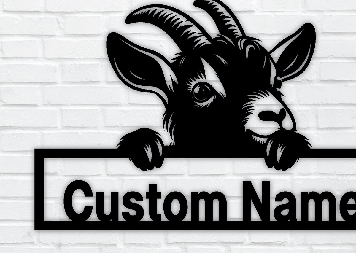 Intra απο ξύλο plywood 3mm-4mm πάχος – Κοπή λέιζερ με πινακίδα προσαρμοσμένης ονομασίας Peeking Goats Δίασταση  20x20 cm INTRAFABR-96481053