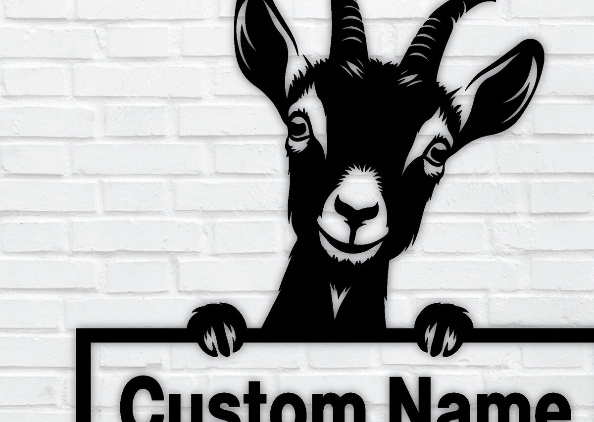 Intra απο ξύλο plywood 3mm-4mm πάχος – Κοπή λέιζερ με πινακίδα προσαρμοσμένης ονομασίας Peeking Goats Δίασταση  20x20 cm INTRAFABR-96482115