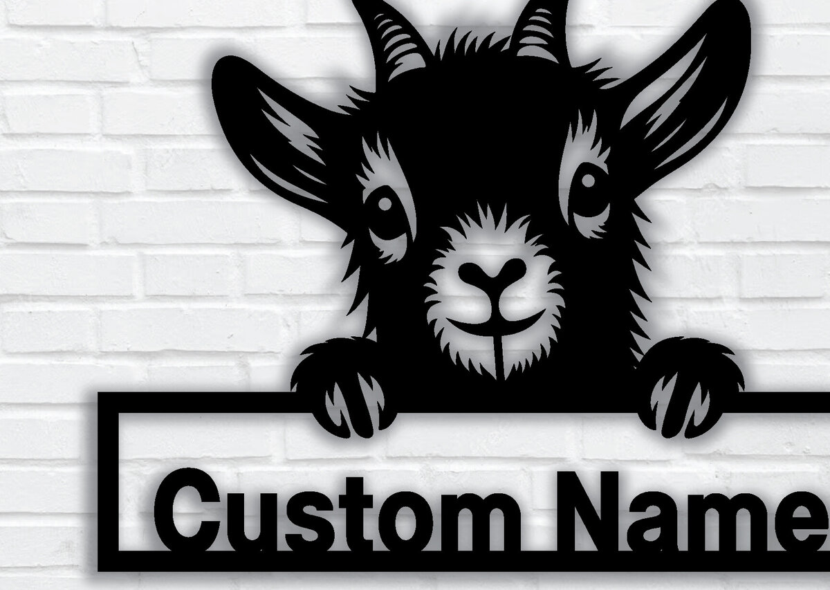 Intra απο ξύλο plywood 3mm-4mm πάχος – Κοπή λέιζερ με πινακίδα προσαρμοσμένης ονομασίας Peeking Goats Δίασταση  20x20 cm INTRAFABR-96480139