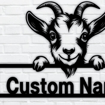 Intra απο ξύλο plywood 3mm-4mm πάχος – Peeking Goats Προσαρμοσμένη πινακίδα ονόματος PNG Δίασταση  20x20 cm INTRAFABR-96480298 - Image 1