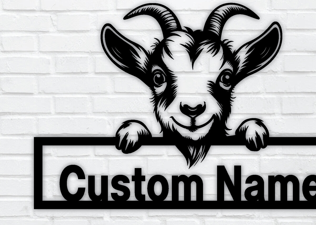 Intra απο ξύλο plywood 3mm-4mm πάχος – Peeking Goats Προσαρμοσμένη πινακίδα ονόματος PNG Δίασταση  20x20 cm INTRAFABR-96480298