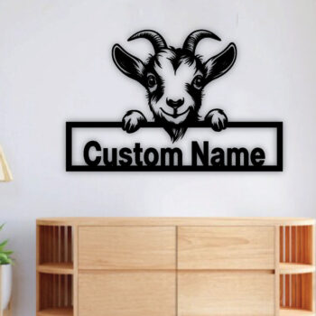 Intra απο ξύλο plywood 3mm-4mm πάχος – Peeking Goats Προσαρμοσμένη πινακίδα ονόματος PNG Δίασταση  20x20 cm INTRAFABR-96480298 - Image 2