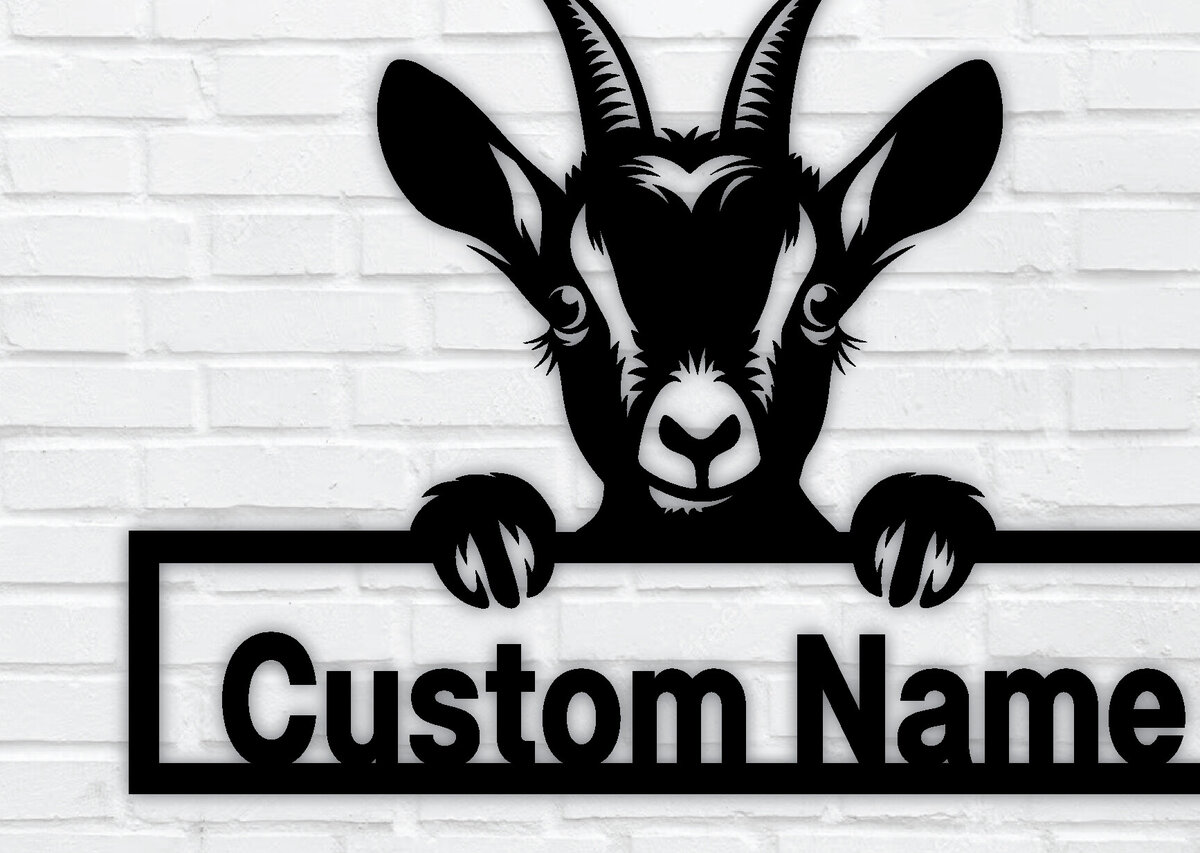 Intra απο ξύλο plywood 3mm-4mm πάχος – Peeking Goats  πινακίδα ονόματος PNG, DXF Δίασταση  20x20 cm INTRAFABR-96480361