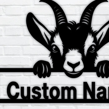 Intra απο ξύλο plywood 3mm-4mm πάχος – Peeking Goats Metal Name Sign, Teelaunch Δίασταση  40x30 cm INTRAFABR-96480452 - Image 1