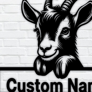 Intra απο ξύλο plywood 3mm-4mm πάχος – Peeking Goats Metal Name Sign, Teelaunch Δίασταση 40x30 cm INTRAFABR-96481791 - Image 1