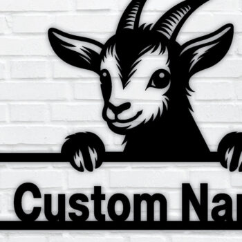 Intra απο ξύλο plywood 3mm-4mm πάχος – Peeking Goats Metal Name Sign, Teelaunch Δίασταση  40x30 cm INTRAFABR-96482188 - Image 1