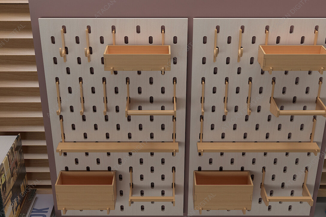 Intra απο ξύλο plywood 3mm-4mm πάχος – Ολοκληρωμένο σετ και αξεσουάρ Pegboard Δίασταση  20x20 cm INTRAFABR-41599091