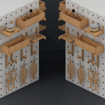 Intra απο ξύλο plywood 3mm-4mm πάχος – Γάντζοι μανταλάκια κομμένου αρχείου Pegboard, Peg Box 186 Δίασταση  20x20 cm INTRAFABR-54578762 - Image 1