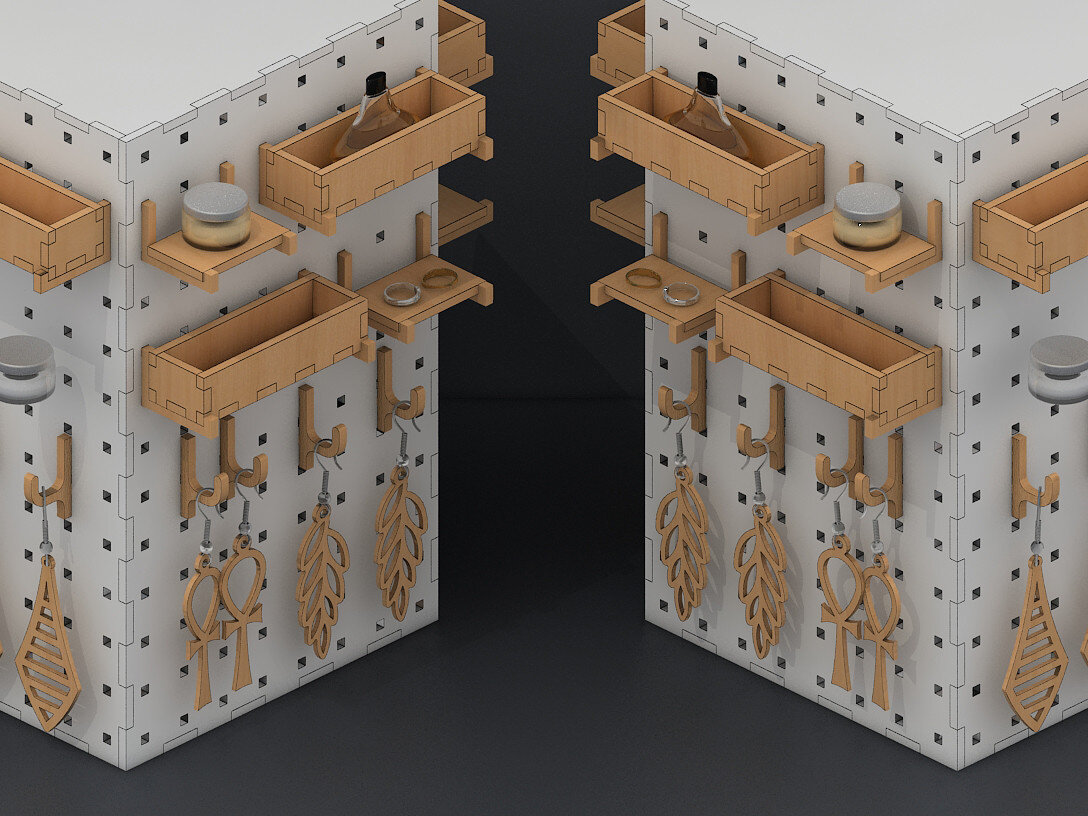 Intra απο ξύλο plywood 3mm-4mm πάχος – Γάντζοι μανταλάκια κομμένου αρχείου Pegboard, Peg Box 186 Δίασταση  20x20 cm INTRAFABR-54578762