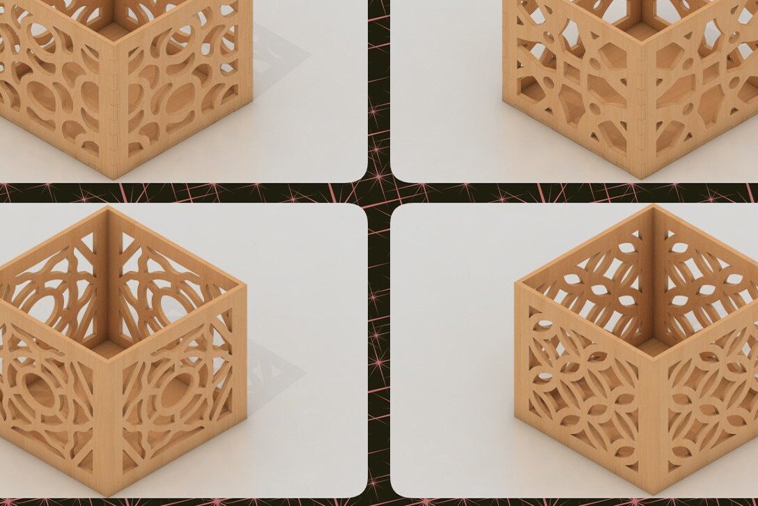 Intra απο ξύλο plywood 3mm-4mm πάχος – Αρχεία Pen Box / Διάνυσμα λέιζερ Δίασταση  20x20 cm INTRAFABR-37104769