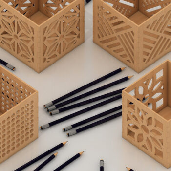 Intra απο ξύλο plywood 3mm-4mm πάχος – Pen Boxes DXF Ai Files 193 Δίασταση  20x20 cm INTRAFABR-54574311 - Image 1