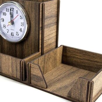 Intra απο ξύλο plywood 3mm-4mm πάχος – Στυλόθήκη με Ρολόι Δίασταση  20x20 cm INTRAFABR-35440899 - Image 1