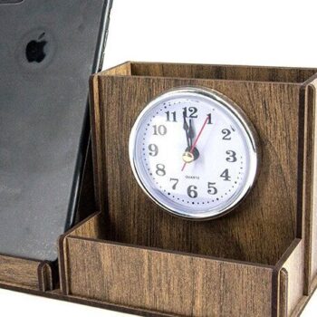 Intra απο ξύλο plywood 3mm-4mm πάχος – Στυλόθήκη με Ρολόι Δίασταση  20x20 cm INTRAFABR-35440902 - Image 1