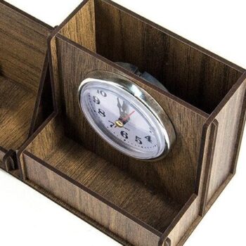 Intra απο ξύλο plywood 3mm-4mm πάχος – Στυλόθήκη με Ρολόι Δίασταση  20x20 cm INTRAFABR-35440902 - Image 2