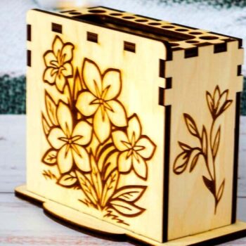 Intra απο ξύλο plywood 3mm-4mm πάχος – Αρχεία κοπής με λέιζερ θήκη για πινέλο στυλό Δίασταση  20x20 cm INTRAFABR-112462897 - Image 2