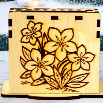 Intra απο ξύλο plywood 3mm-4mm πάχος – Αρχεία κοπής με λέιζερ θήκη για πινέλο στυλό Δίασταση  20x20 cm INTRAFABR-112462897 - Image 3